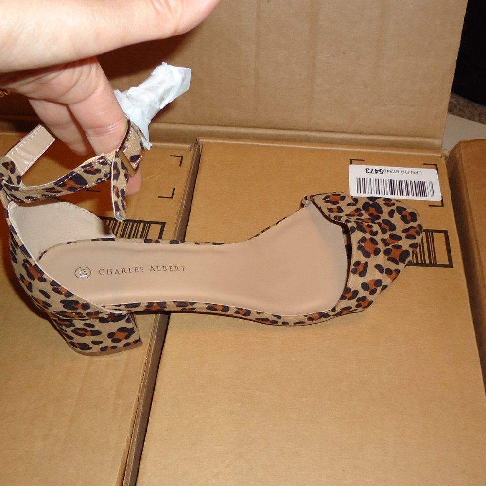 Vegan Faux Suede Leopard Strappy Sandals - Picture 6 of 11